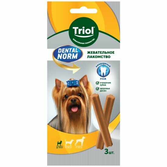 Лакомство для собак мелких пород Тriol Dental Norm Палочки жевательные 3шт 45г Qingdao Kangda Foodstuffs - фото №2