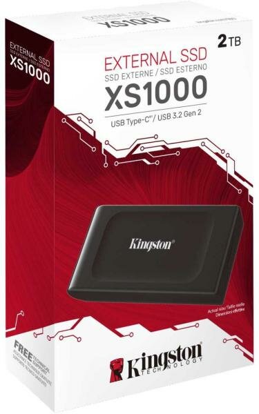 Внешний SSD диск 1.8 2 Tb USB Type-C Kingston XS1000 черный SXS1000/2000G