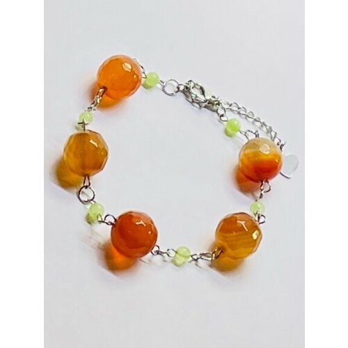 Браслет Натуральные камни, 1 шт., размер 21 см, зеленый, серебристый