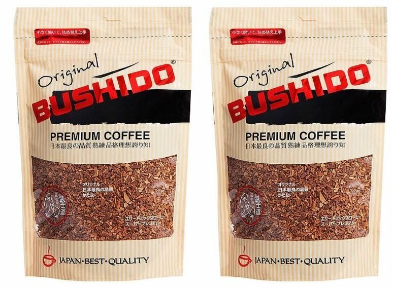 Кофе Бушидо Ориджинал набор 2шт*75 гр (Bushido Original) натуральный растворимый сублимированный мягкая упаковка/Швейцария/