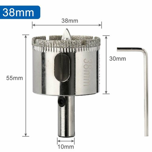 Коронка алмазная XCAN 38мм по стеклу и керамике с центрирующим сверлом