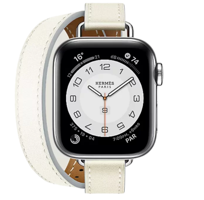 Apple Watch Hermès Series 9 GPS + Cellular 41mm Stainless Steel Case with Blanc Double Tour Attelage