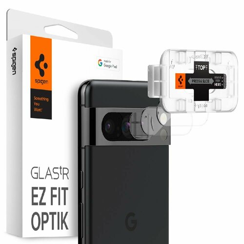 Защитное стекло для камеры Spigen на Google Pixel 8 Pro (AGL07394) Glass tR EZ Fit Optik 2 шт / Спиген стекло для Пиксель 8 Про, прочное, олеофобное покрытие, прозрачное