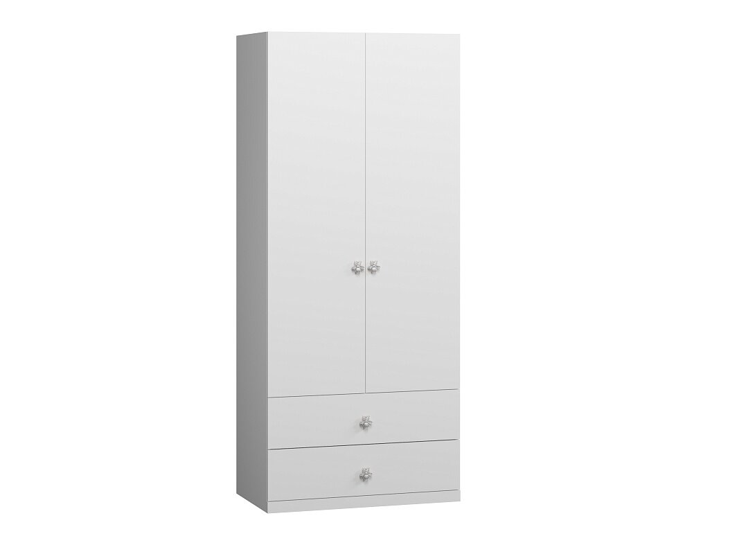 Шкаф распашной Скарабей-2.2 Белый 90x52x210 двухдверный для одежды с 2 ящиками