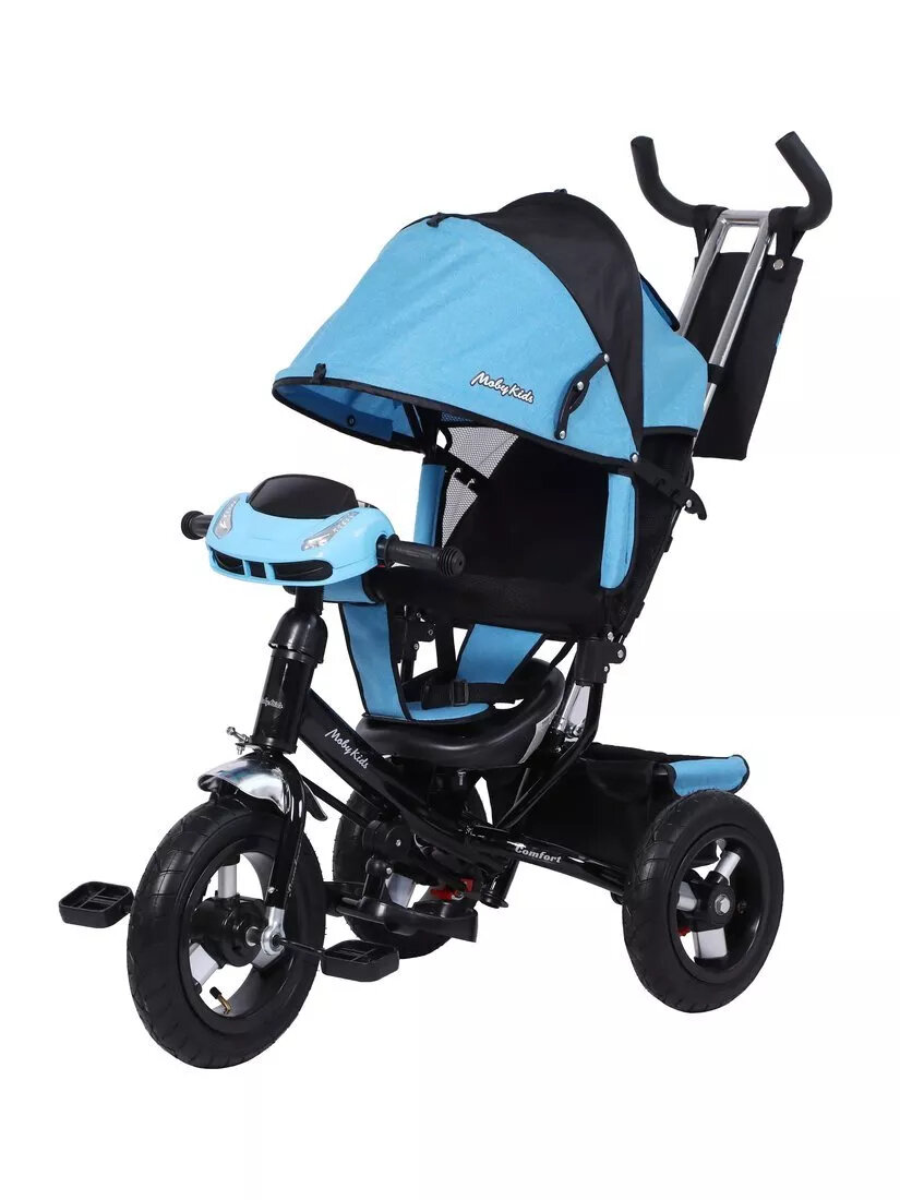 Трехколесный велосипед Moby Kids Comfort 12x10 AIR CAR со светом и музыкой синий меланж 649238