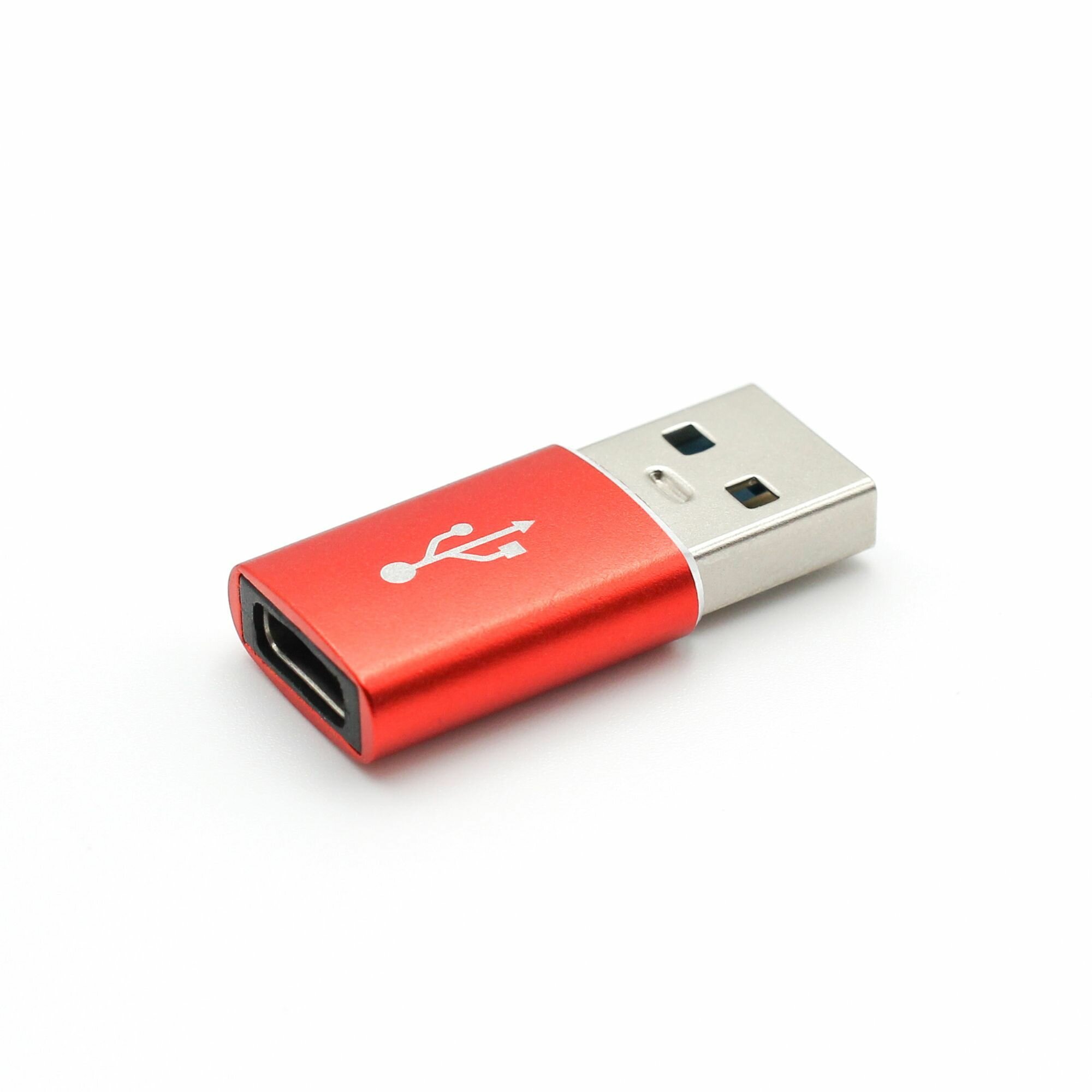 Переходник Jamme с USB 3.0 (папа/выход) на Type-C (мама/вход), Адаптер OTG Type-C для мобильных устройств, планшетов, смартфонов и компьютеров, красный