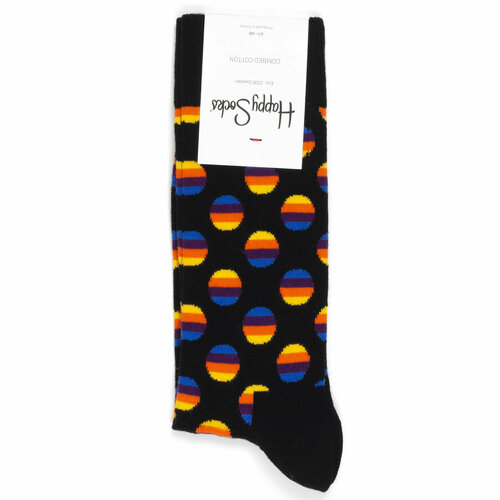 носки happy socks носки sunrise dot 9000 Носки Happy Socks Мужские носки с рисунками Happy Socks, размер 36-40, черный, оранжевый