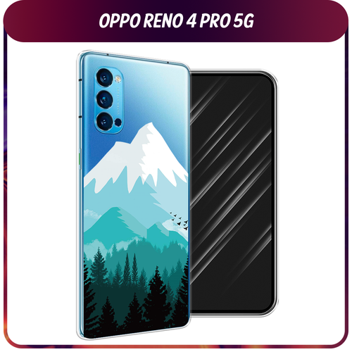 Силиконовый чехол на Oppo Reno 4 Pro 5G / Оппо Reno 4 Про 5G Синяя снежная гора, прозрачный силиконовый чехол на oppo reno 4 pro 5g оппо рено 4 про 5g черный мрамор уголок прозрачный