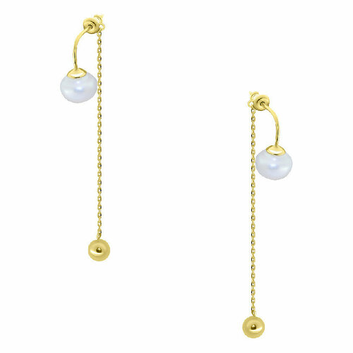 Серьги серебро, 925 проба, золочение, жемчуг, золотой