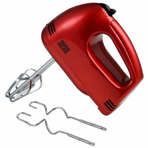 GOODHELPER Миксер GOODHELPER HM-373, ручной, 300 Вт, 5 скоростей, 2 насадки, красный