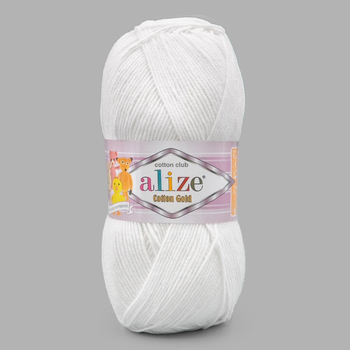 Пряжа для вязания ALIZE 'Cotton gold', 100г, 330м (55% хлопок, 45% акрил), ТУ (55 белый), 5 мотков