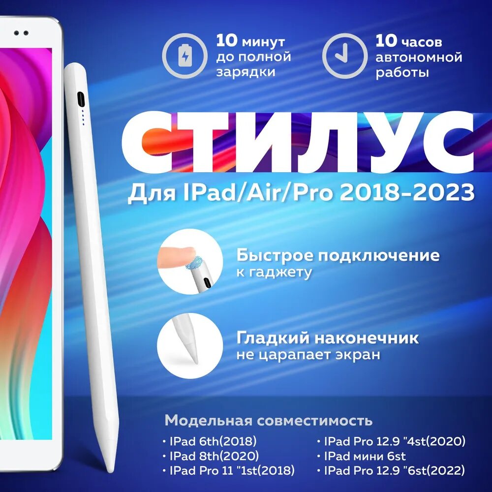 Активный стилус Pencil pen для iPad/Air/PRO 2018-2023