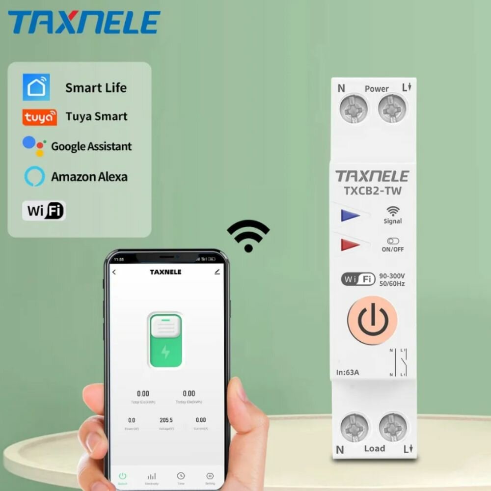 фото Умный автомат Taxnele TXCB2-TWM 25A Автоматический выключатель