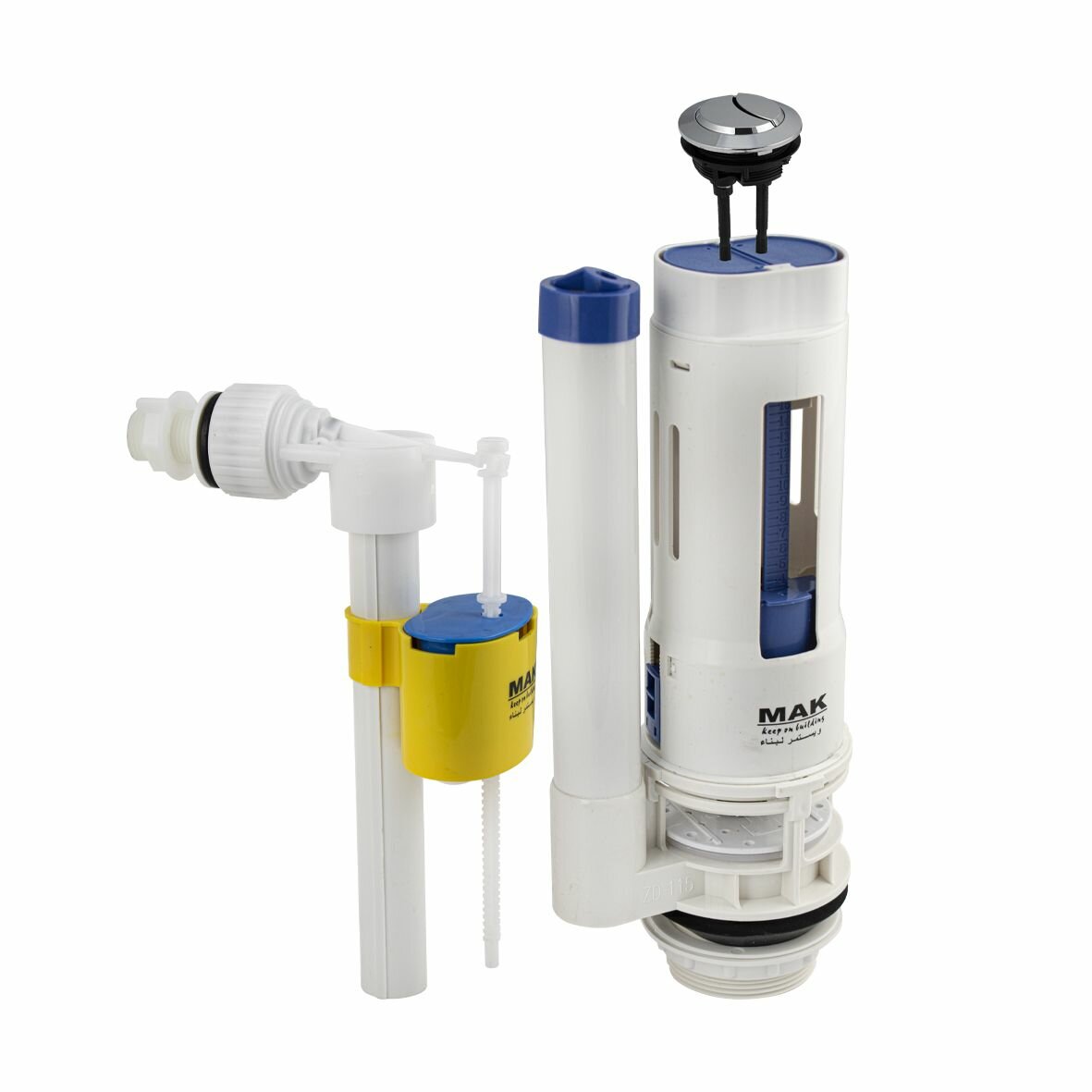 фото Комплект для бачка унитаза МАК 10038 белый впускной боковой и выпускной клапан