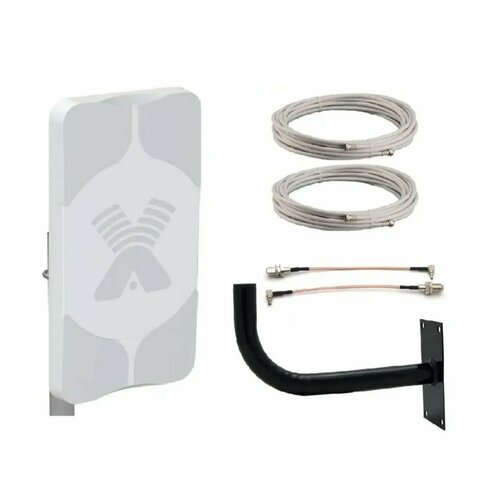 Антенна для усиления мобильного интернета Antex Agata-2F*17dbi, панельная MIMO 3G 4G антенна + кабель + кронштейн + переходники F-crc9