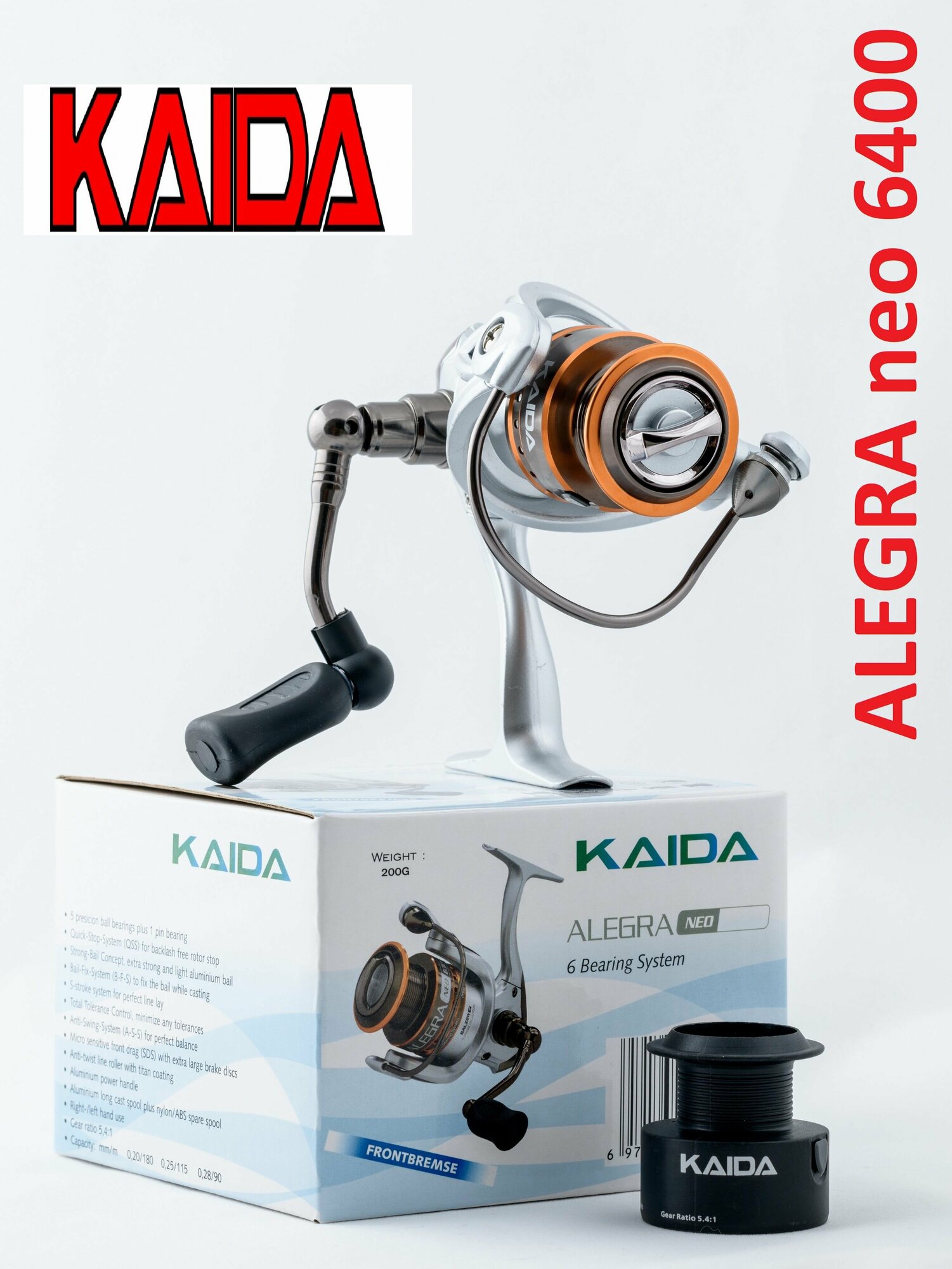 Катушка рыболовная Kaida ALEGRA NEO 6400 безынерционная. Кайда