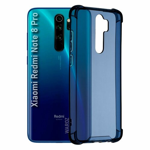 Чехол для смартфона XIAOMI Redmi Note 8 Pro силиконовый противоударный с защитой камеры, бампер с усиленными углами для телефона Ксяоми Редми Нот 8 про прозрачный синий