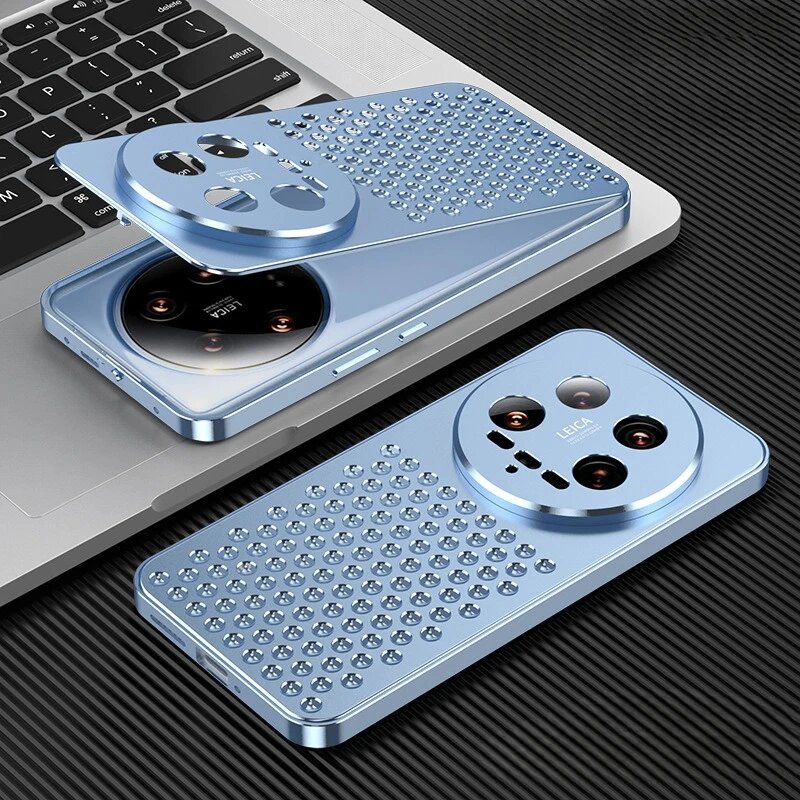 Для Xiaomi 14 Ultra чехол из алюминиевого сплава с охлаждением и защитой от царапин, металлический чехол для Xiaomi Mi 14 Ultra, Blue, For Xiaomi 14 Ultra
