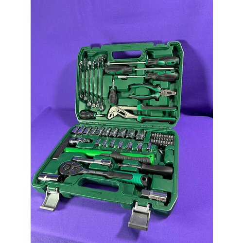 Набор инструментов для автомобиля профессиональный SADA Max 58 предметов для дома, набор ключей гаечных с трещеткой в подарочном боксе