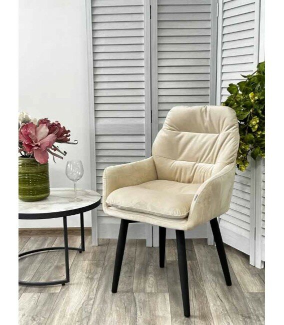 Стул ральф данс 360 град. поворотн, ZIZI 002 Бежевый, велюр / Черный каркас