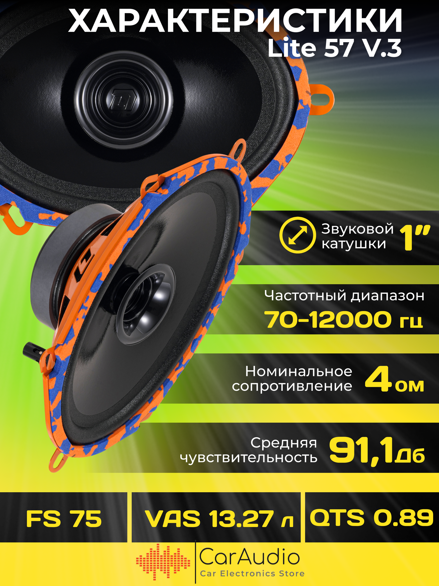 Колонки автомобильные DL Audio Gryphon Lite 57 v.3 / эстрадная акустика 13x18 см. (5x7 дюймов) / комплект 2 шт. — фото 1