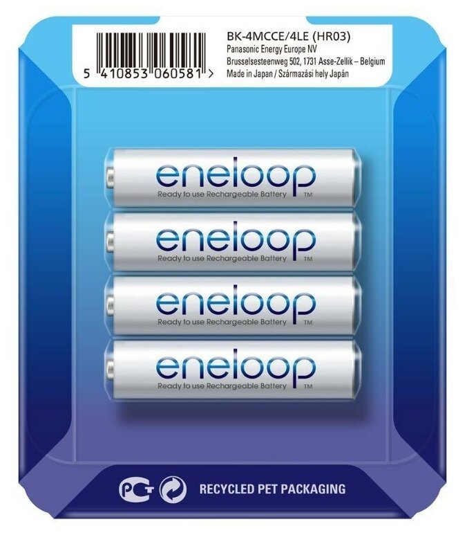 Аккумулятор Ni-Mh 750 мА·ч 1.2 В Panasonic eneloop AAA, в упаковке: 4 шт. — фото 1