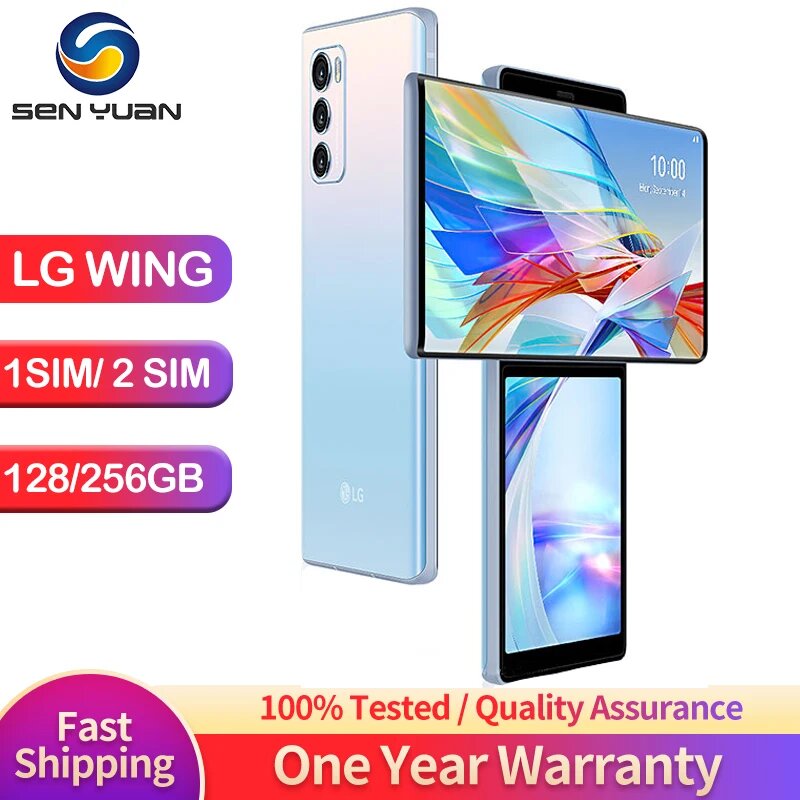 Смартфон LG Wing 5G, 8/256ГБ, global, Б/у, Dual Sim Full Set, LG, Wing 5G, Смартфон, Голубой, 8ГБ, 256ГБ, global, Б/у — фото 1