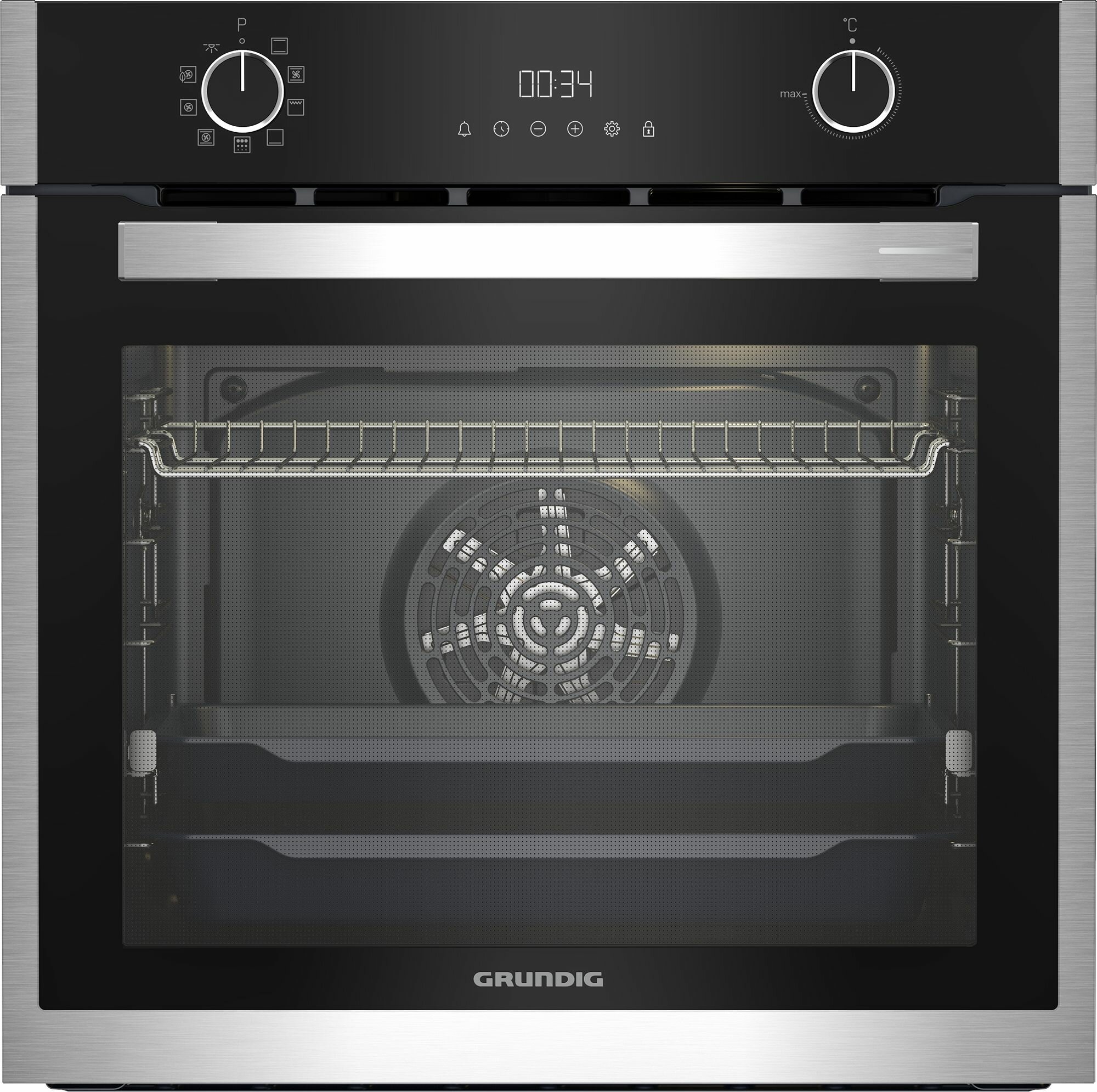 Электрический духовой шкаф Grundig GEBM19300BMP 72 л 9 режимов черно-серый