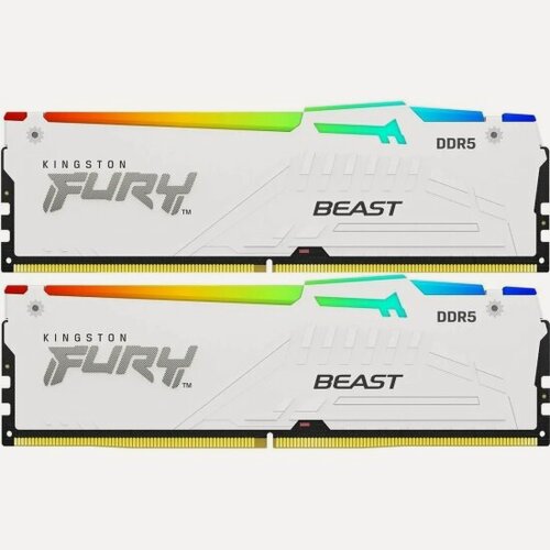 Изображение товара Оперативная память Kingston FURY Beast White RGB EXPO 32Gb (2x16Gb) DDR5-6000 DIMM (KF560C30BWEAK2-32)