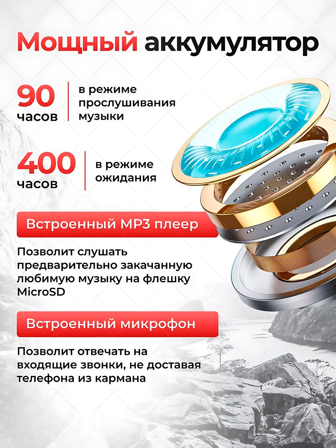 Беспроводные полноразмерные Bluetooth-наушники Hoco W35 с микрофоном, белые — Bluetooth 5.3 и AUX 3.5 мм — фото 1