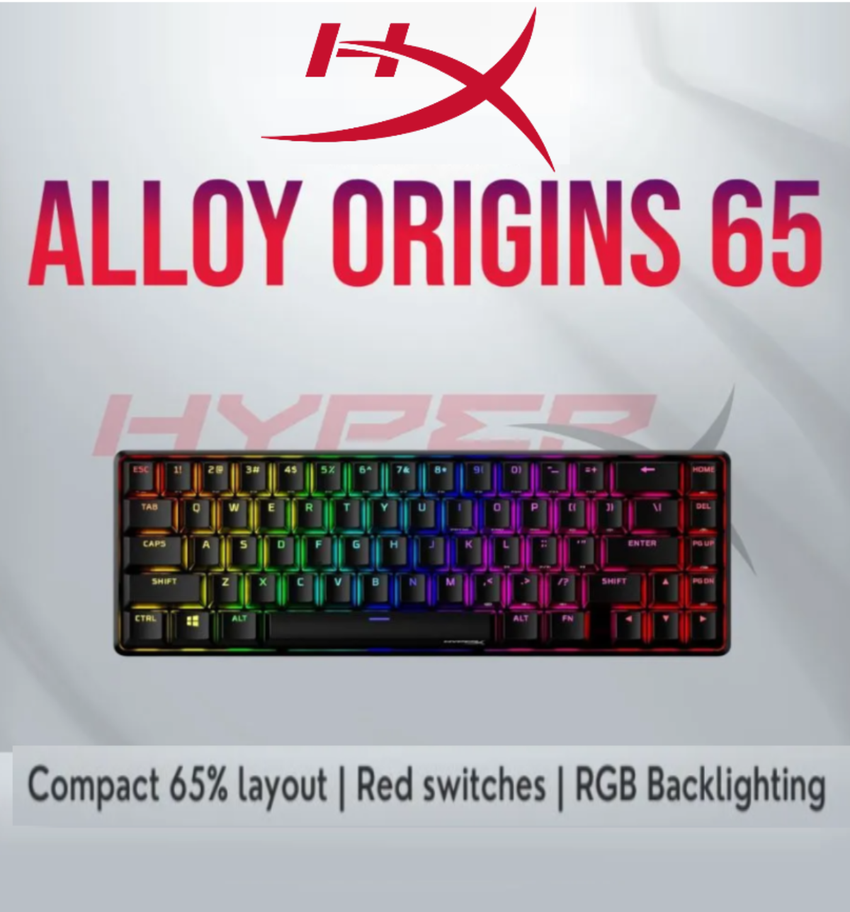 Игровая клавиатура HyperX Alloy Origins 65%, русская, Red Switch, механическая, 4P5D6AA