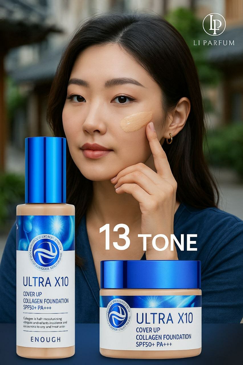 Тональный крем Enough Collagen Ultra X10 SPF50 PA+++ №13 "Light Beige", с коллагеном