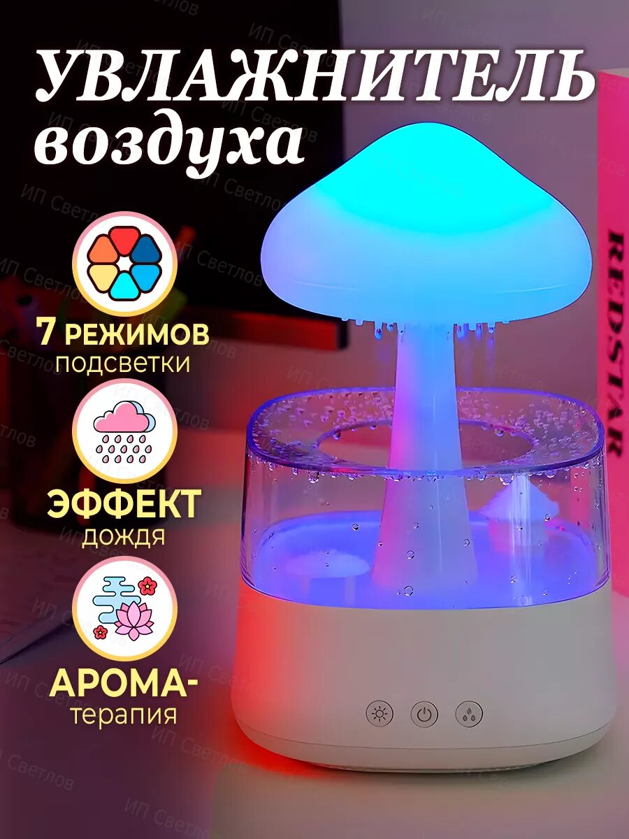 Увлажнитель воздуха в виде гриба с ночником, аромадиффузор450 мл