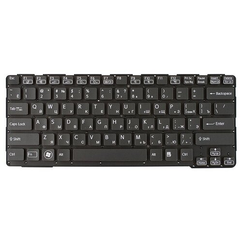 Клавиатура для ноутбука Sony Vaio SVE14A Series. Плоский Enter. Черная, без рамки. PN: 9Z.N6BBF.D0R.