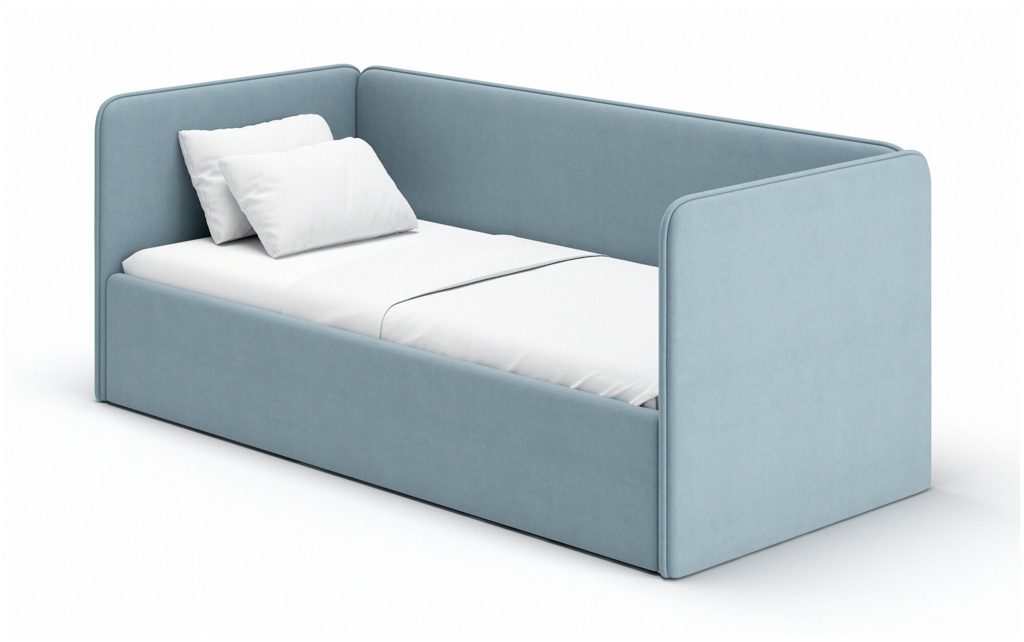Кровать-диван Romack Leonardo 160*70 голубой с ящиком для белья + боковина большая - фотография № 9