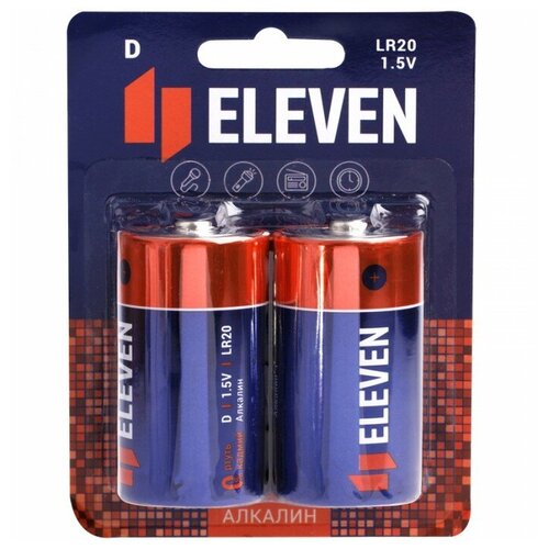 Батарейка Eleven D (LR20), в упаковке: 2 шт. батарейки gp supercell r03 2sh ааа