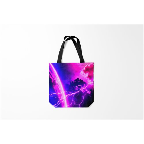 фото Сумка-шоппер / 40х40 см / неоновые принты / космос гроза burnettie