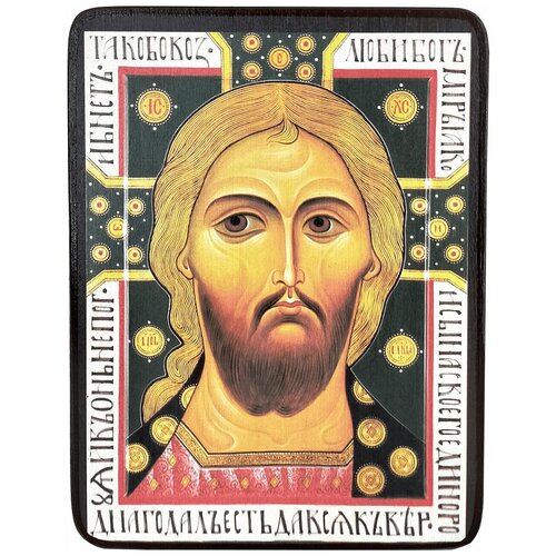 Икона Спас Златые Власы с буквами, размер 14 х 19 см