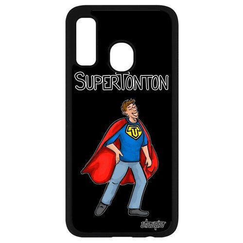 фото Противоударный чехол на смартфон // samsung galaxy a40 // "супердядя" комикс веселый, utaupia, черный