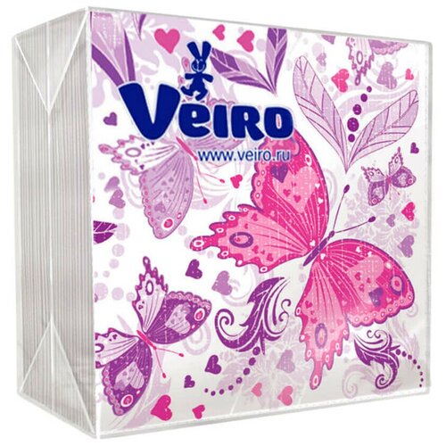 Купить Салфетки бумажные тисненые с рисунком 24 x 24 см 1 слой 72 упаковки по 50 шт Veiro, Бумажные салфетки