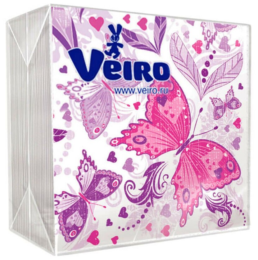 Салфетки бумажные тисненые с рисунком 24 x 24 см 1 слой 72 упаковки по 50 шт Veiro - фотография № 1