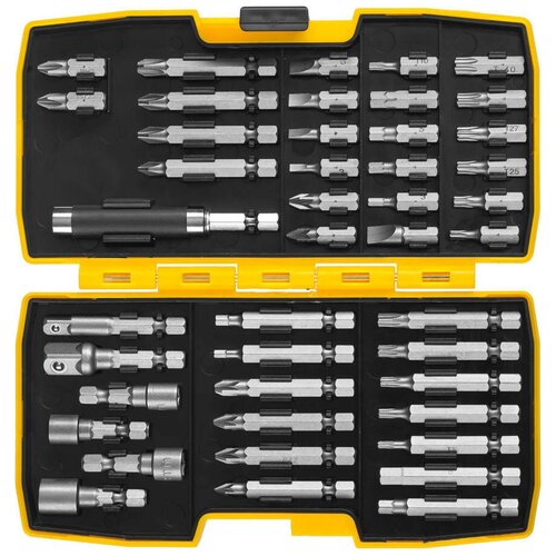 Набор STAYER PROFI: Биты многофункциональные CR-MO, головок и адаптеров в ударопрочном компактном боксе, 44 предмета набор kraftool биты c drive 32 многофункциональные cr mo адаптеры в ударопрочном компактном боксе цветная маркировка типов шлицов 32 предмет