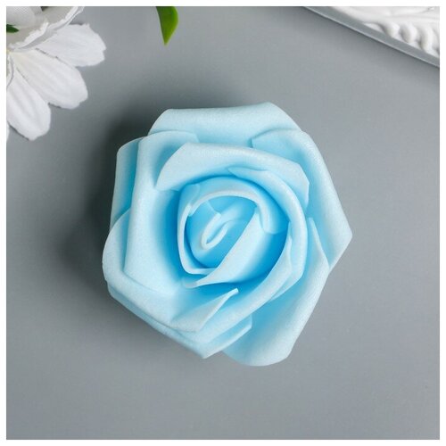 Декор для творчества Нежно-голубая роза пышная d=7 см