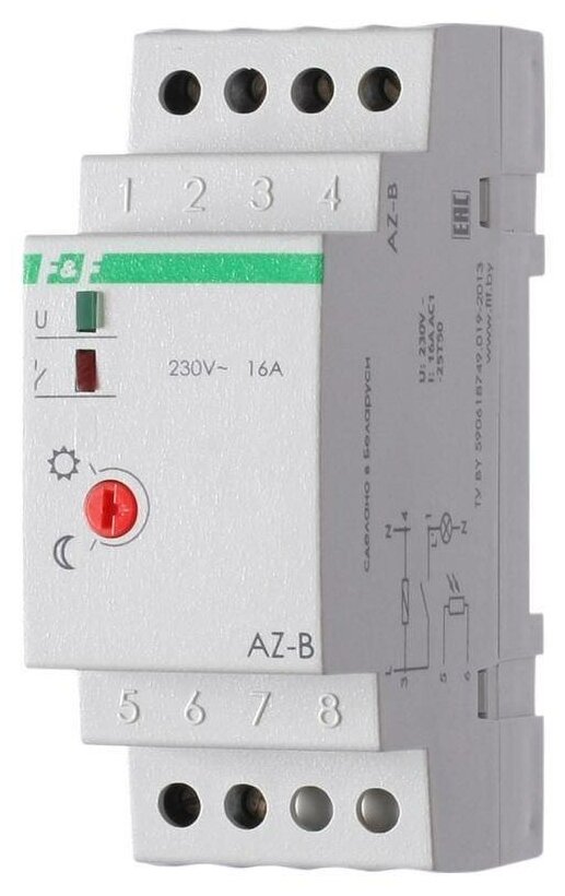EA01.001.009 Фотореле AZ-B (выносной герметичный фотодатчик IP65 монтаж на DIN-рейке 2 модуля 230В 16А 1НО IP20)(аналог ФР-7Е) Евроавтоматика F&F EA01.001.009