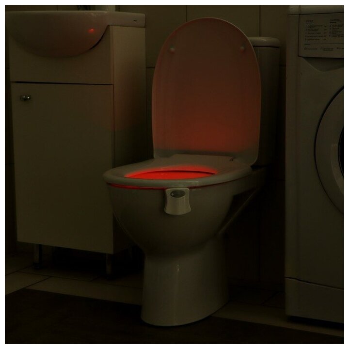 Светильник для туалета с датчиком движ., RGB, 3 Вт, IP68, от бат. 3*AAA, белый - фотография № 8