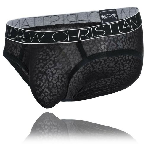 Трусы Andrew Christian Sheer Leopard Brief, размер S, черный плавки брифы andrew christian размер m синий