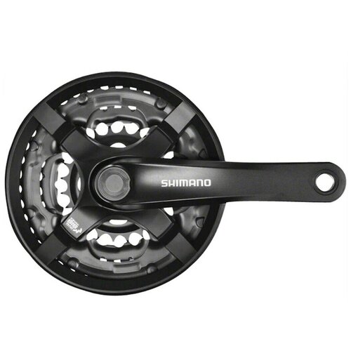 Система велосипедная SHIMANO TY501, 175мм, под квадрат, 42/34/24, EFCTY501E244CLB система shimano ty501 175мм для 2x7 8скоростей квадрат 46 30 без защиты от цепи с болтами крепления цвет черный