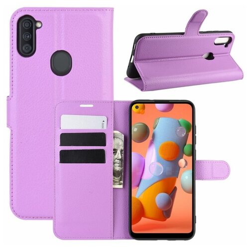 фото Brodef wallet чехол книжка для samsung galaxy a11 / galaxy m11 фиолетовый