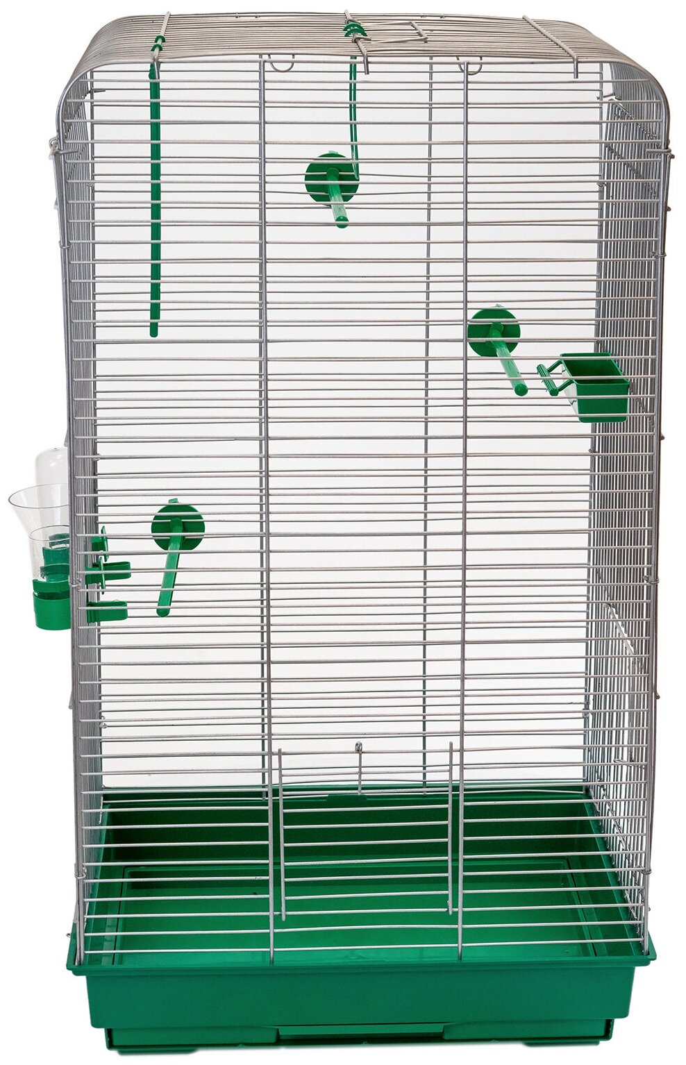 Клетка для птиц, для попугаев PetTails, разборная, шаг прута 12мм,41*30*76 (поилка,кормушка,жердочки) изумрудный - фотография № 4
