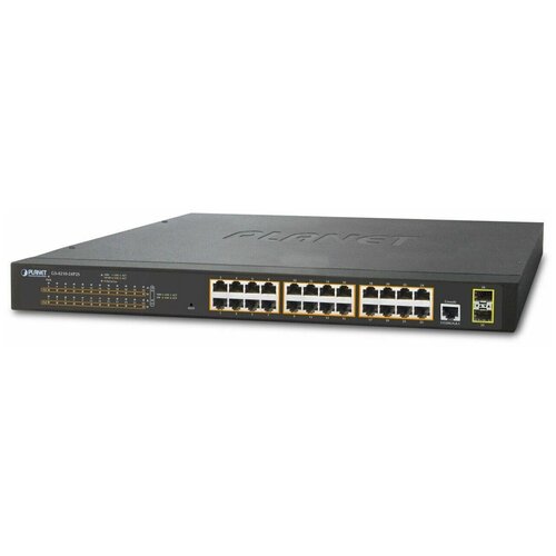 Коммутатор Planet IPv4, 24-Port Managed 802.3at POE+ Gigabit Ethernet Switch + 2-Port 100/1000X SFP (300W) модуль ibm 4 port gigabit ethernet switch module mfr 26k6482 26k6483